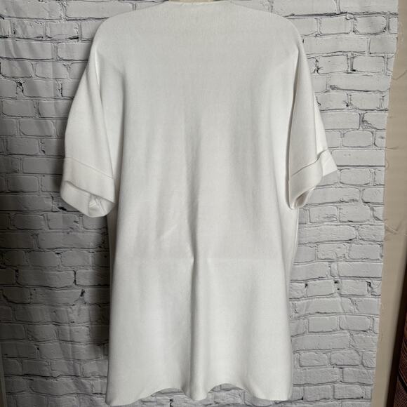 NWT! TALBOTS Women's White Open Knit Cardigan Sweater w/Pockets, Size Medium - Picture 5 of 8
